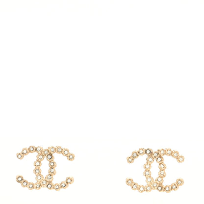 Chanel Crystal CC Large Camellia Stud Earrings Gold 1 of 3