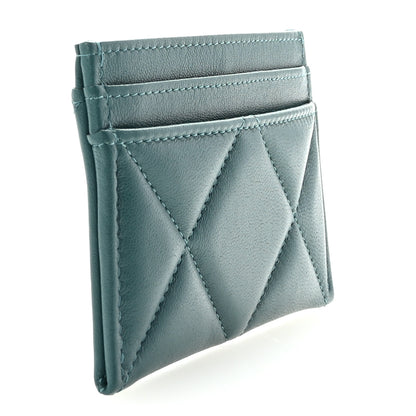 Chanel Lambskin Quilted Chanel 19 Card Holder Dark Green 3 of 9