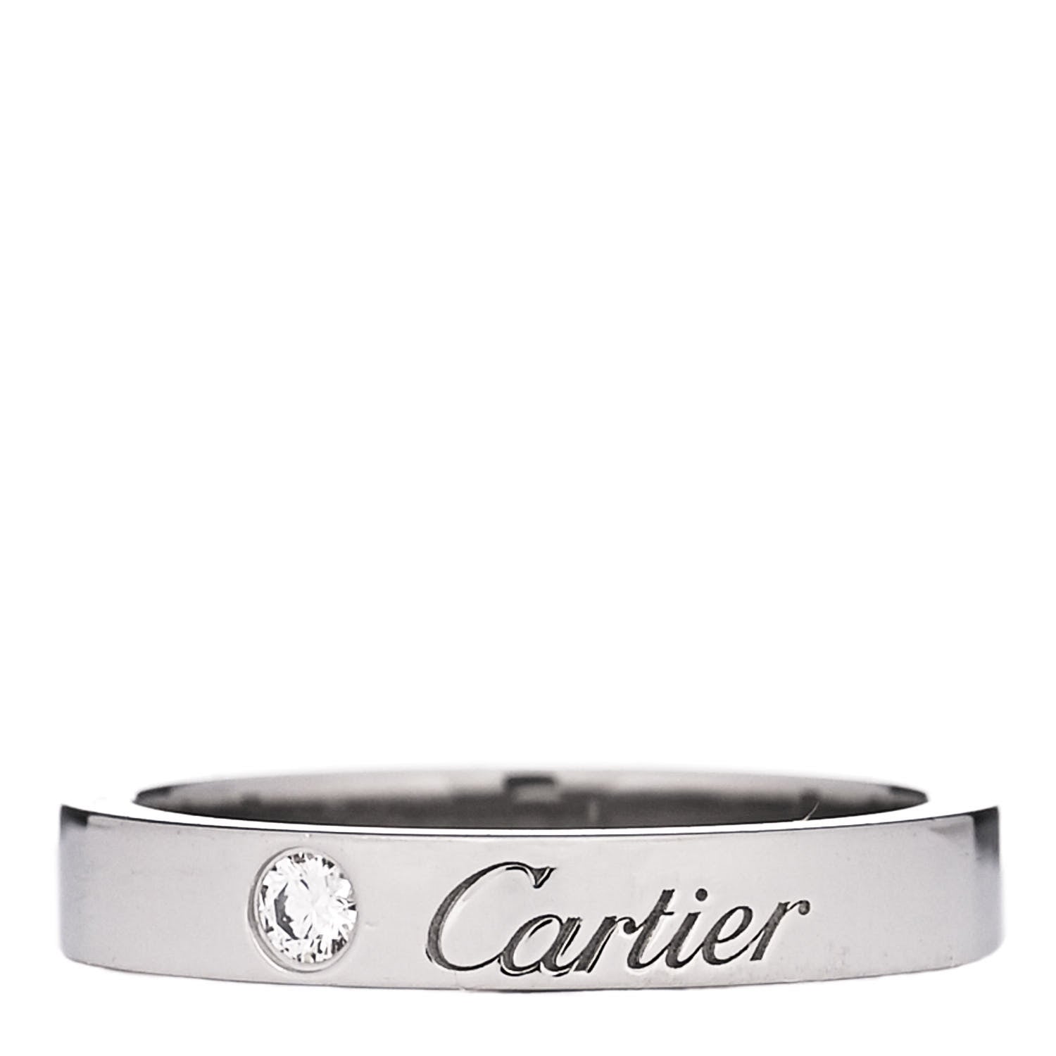 Cartier Platinum Diamond 3mm C De Cartier Wedding Band Ring 49 4.75 1 of 6