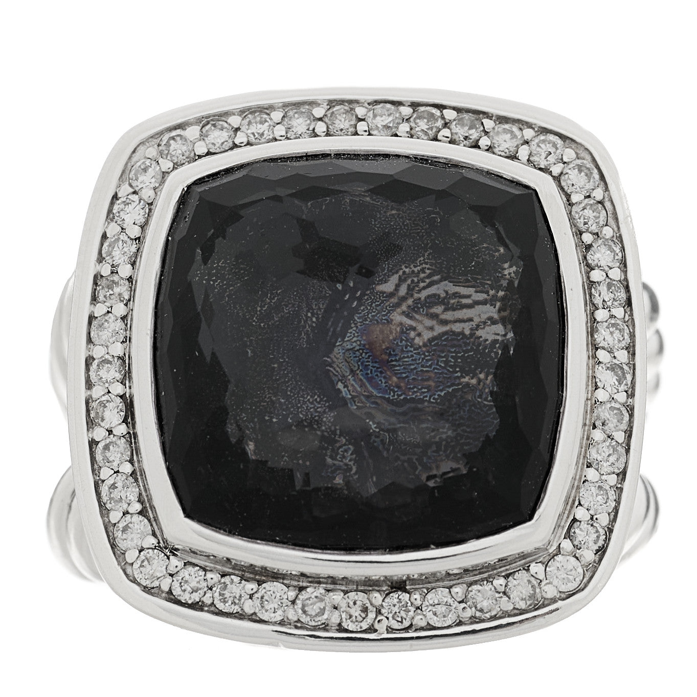 David Yurman Sterling Silver Diamond Black Orchid 14mm Albion Ring 49 4.75 1 of 5