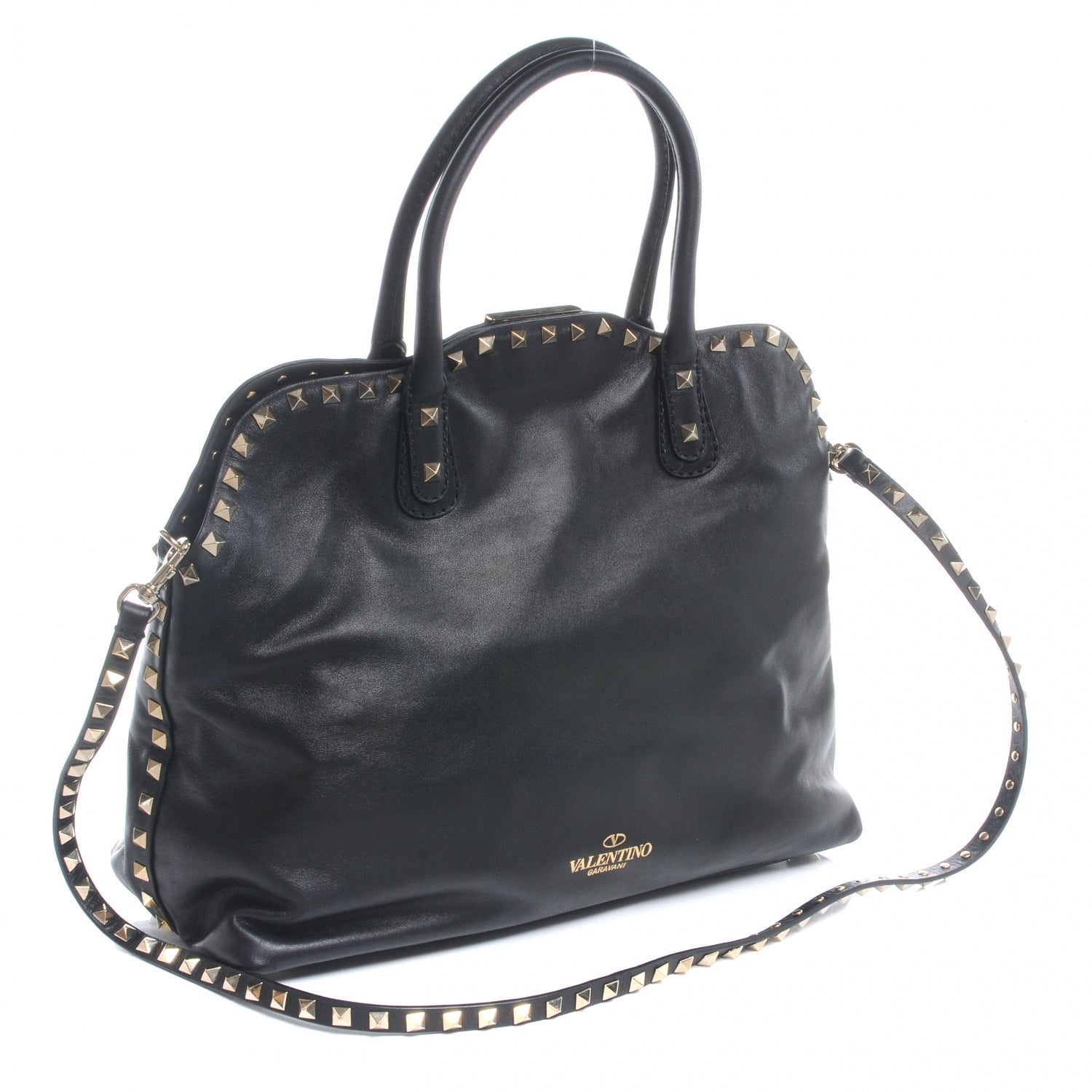 Valentino Garavani Vitello Rockstud Dome Satchel Black 3 of 8