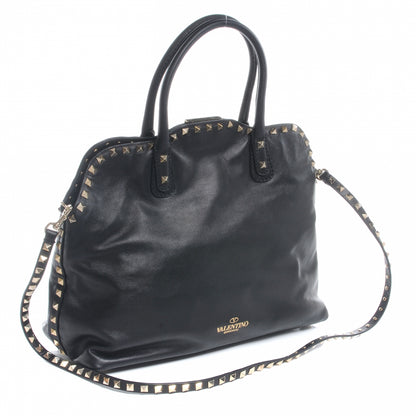 Valentino Garavani Vitello Rockstud Dome Satchel Black 3 of 8