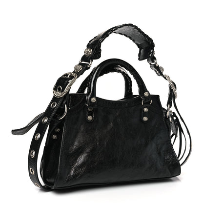 Balenciaga Agneau Arena Crystal Neo Cagole Handbag XS Black 3 of 9