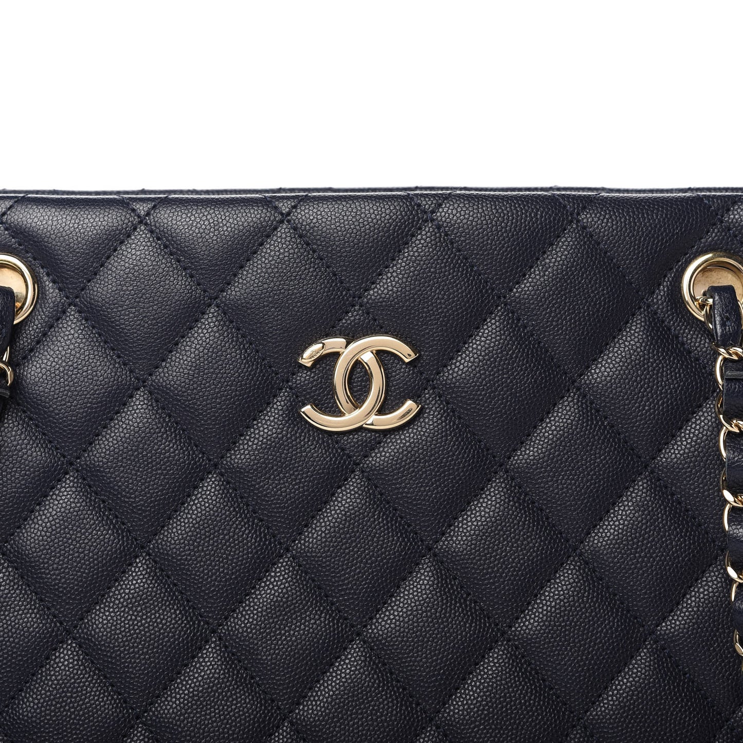 Caviar Quilted Rolled Up Tote Navy