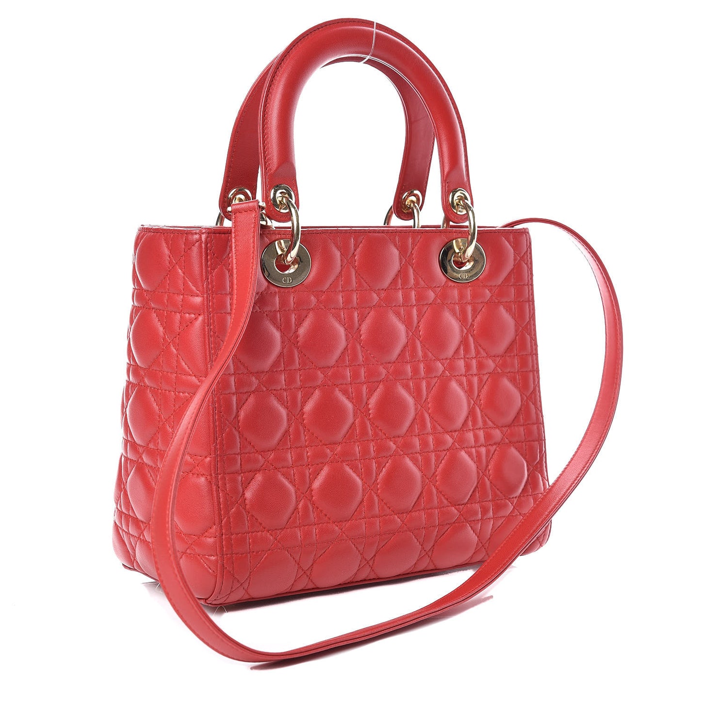 Lambskin Cannage Medium Lady Dior Red