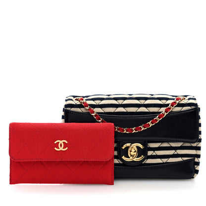 Chanel Jersey Quilted Small Coco Sailor Flap Black White 3 of 11