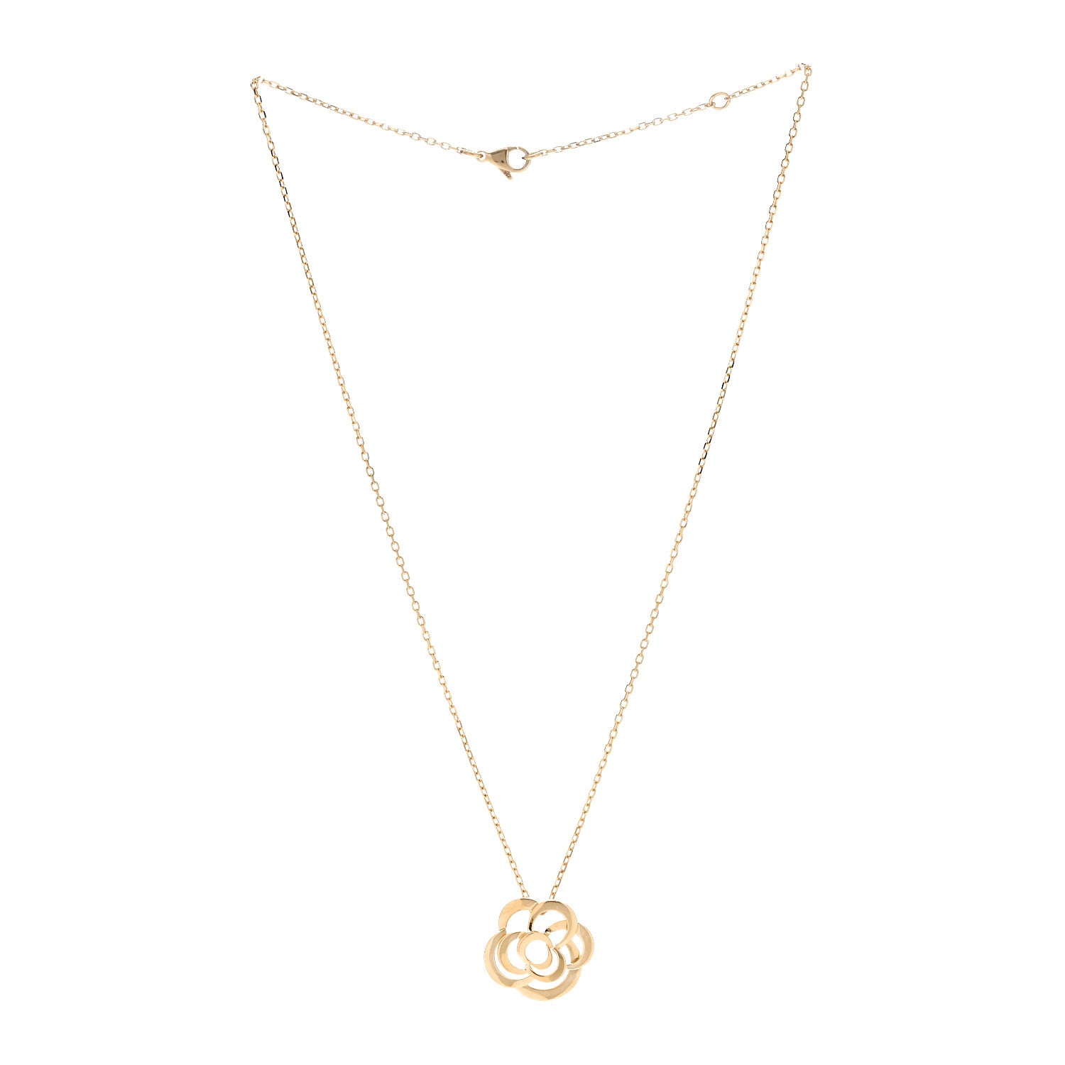 Chanel 18K Yellow Gold Fil de Camelia Pendant Necklace 2 of 4