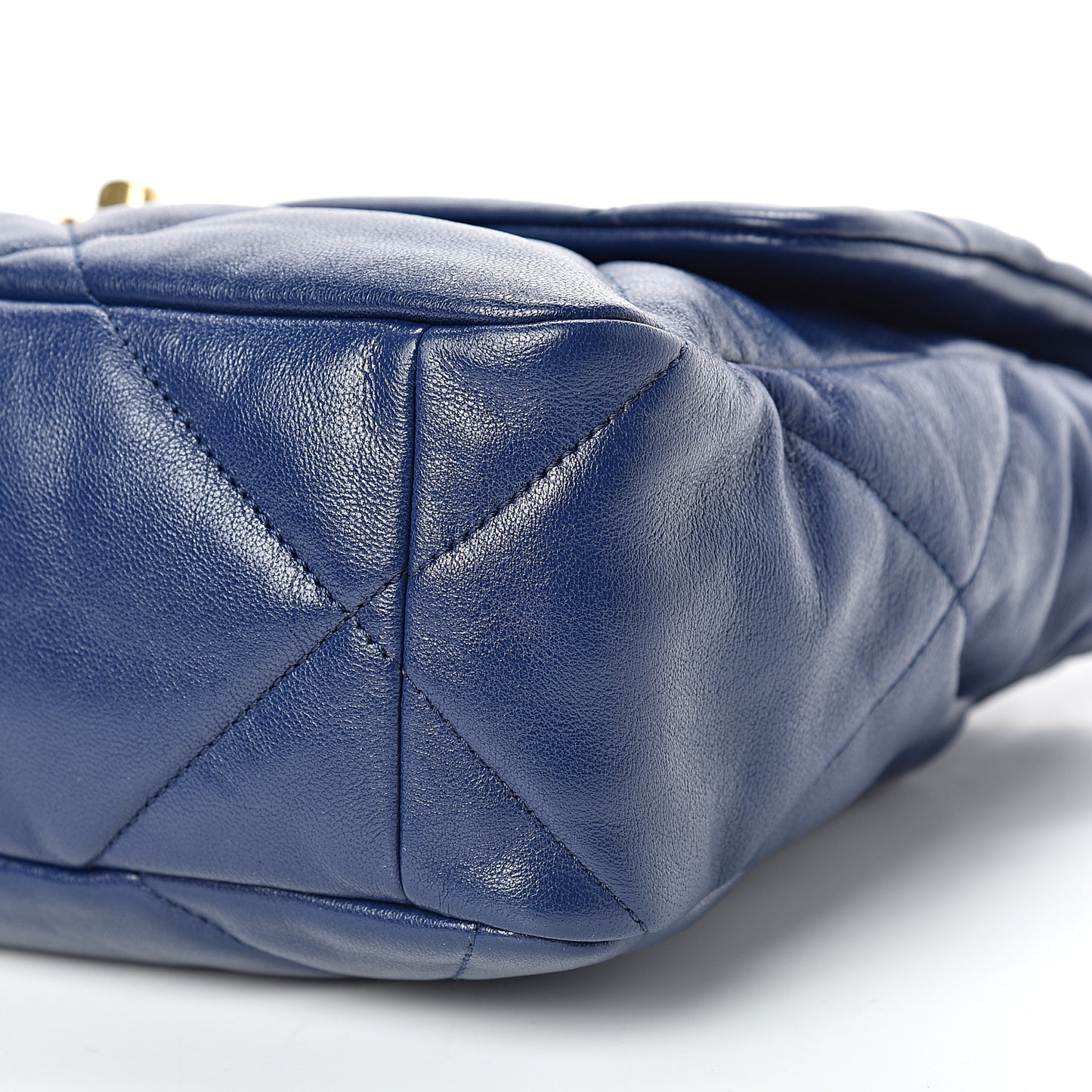 Goatskin Quilted Large 19 Flap Navy Blue