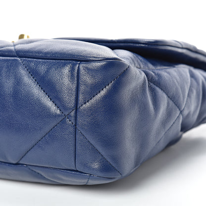 Chanel Goatskin Quilted Large 19 Flap Navy Blue 9 of 10
