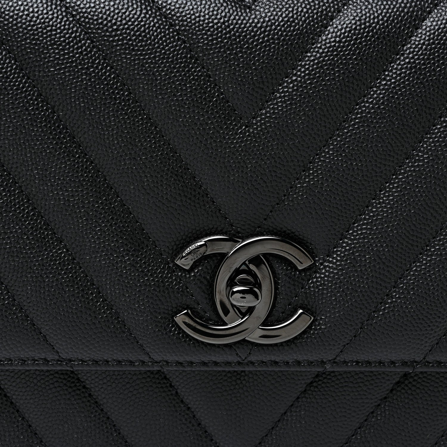Chanel Caviar Chevron Quilted Small Coco Handle Flap So Black 9 of 14