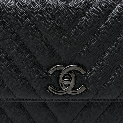 Chanel Caviar Chevron Quilted Small Coco Handle Flap So Black 9 of 14