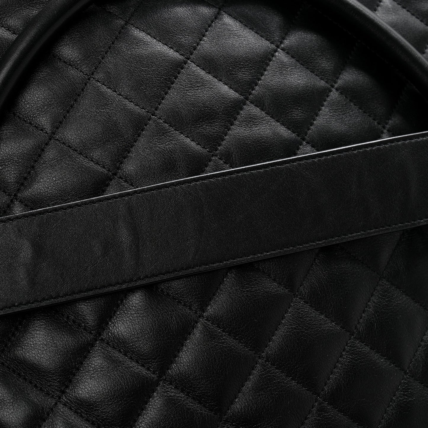 Calfskin Quilted ES Giant Travel Bag Black