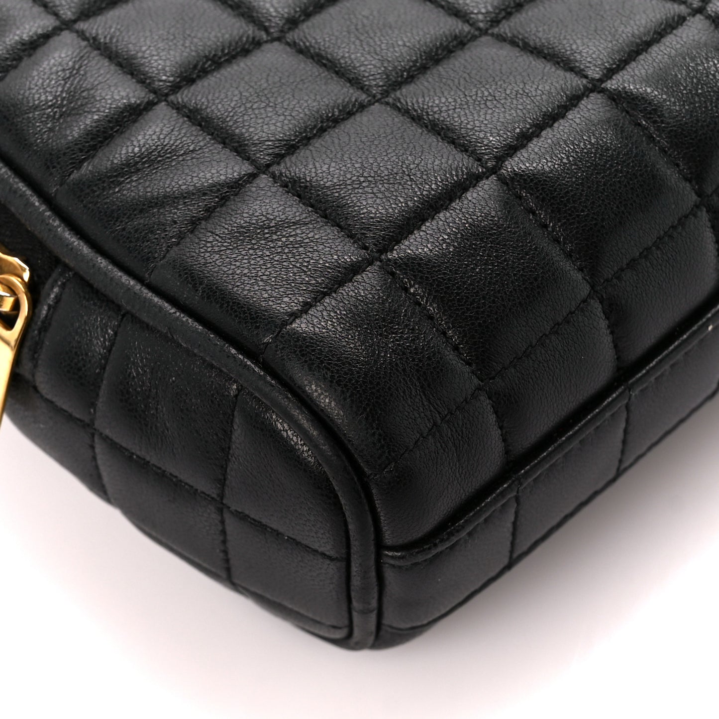 Lambskin Carre Quilted Cassandre Mini Camera Bag Black