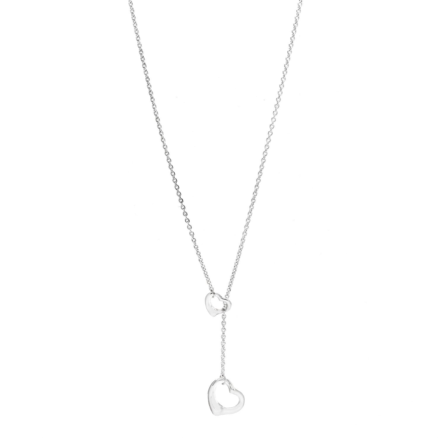 Tiffany Sterling Silver Elsa Peretti Open Heart Lariat Necklace 1 of 6