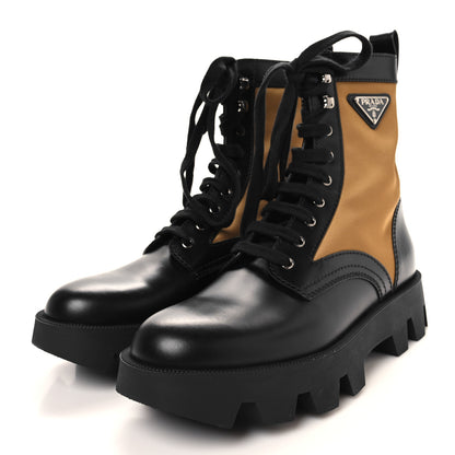 Prada Spazzolato Rois Re-Nylon Metal Triangle Logo Mens Combat Boots 9 Black Giunco 3 of 9