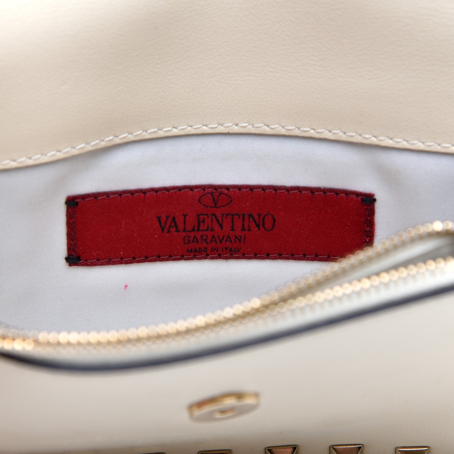 Valentino Garavani Vitello Mini Rockstud Flap Wallet on Chain Ivory 8 of 12