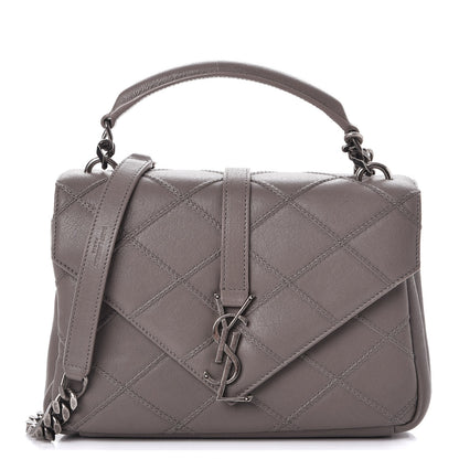 Saint Laurent Calfskin Matelasse Diamond Quilted Monogram Medium College Bag Fog 1 of 9