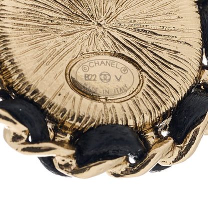 Chanel Pearl Crystal Lambskin CC Earrings Gold Black 4 of 5