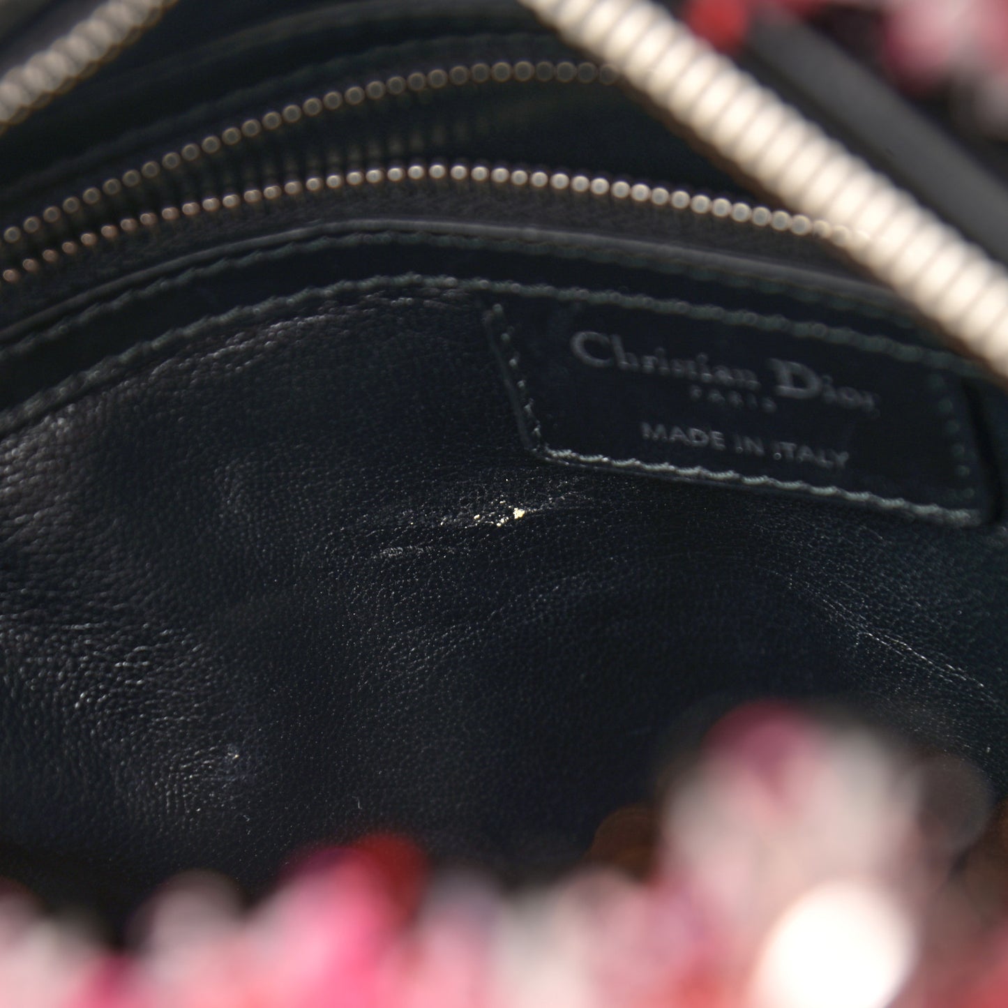 Tweed Fringe Cannage Embroidered Medium Lady Dior Pink Black Multicolor