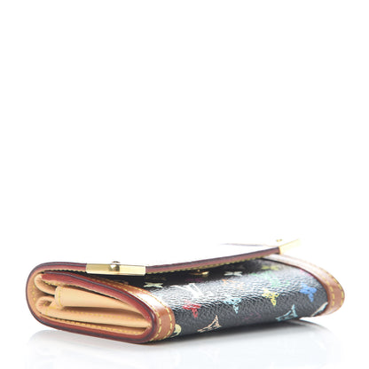 Louis Vuitton Monogram Multicolor Porte-Monnaie Plat Coin Purse Black 4 of 12