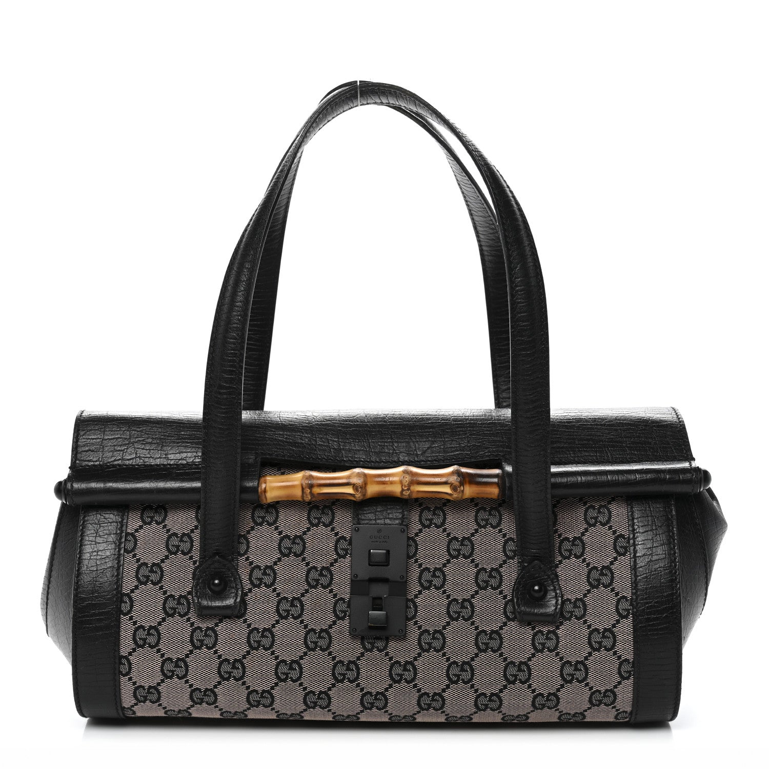 Gucci Monogram Bamboo Bullet Handbag Black 1 of 14