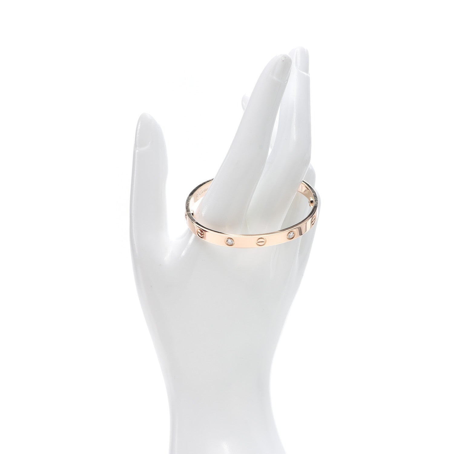 Cartier 18K Pink Gold 4 Diamond LOVE Bracelet 16 2 of 8