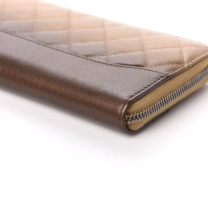 Chanel Metallic Goatskin Quilted Large Gabrielle Zip Around Wallet Bronze 6 of 10