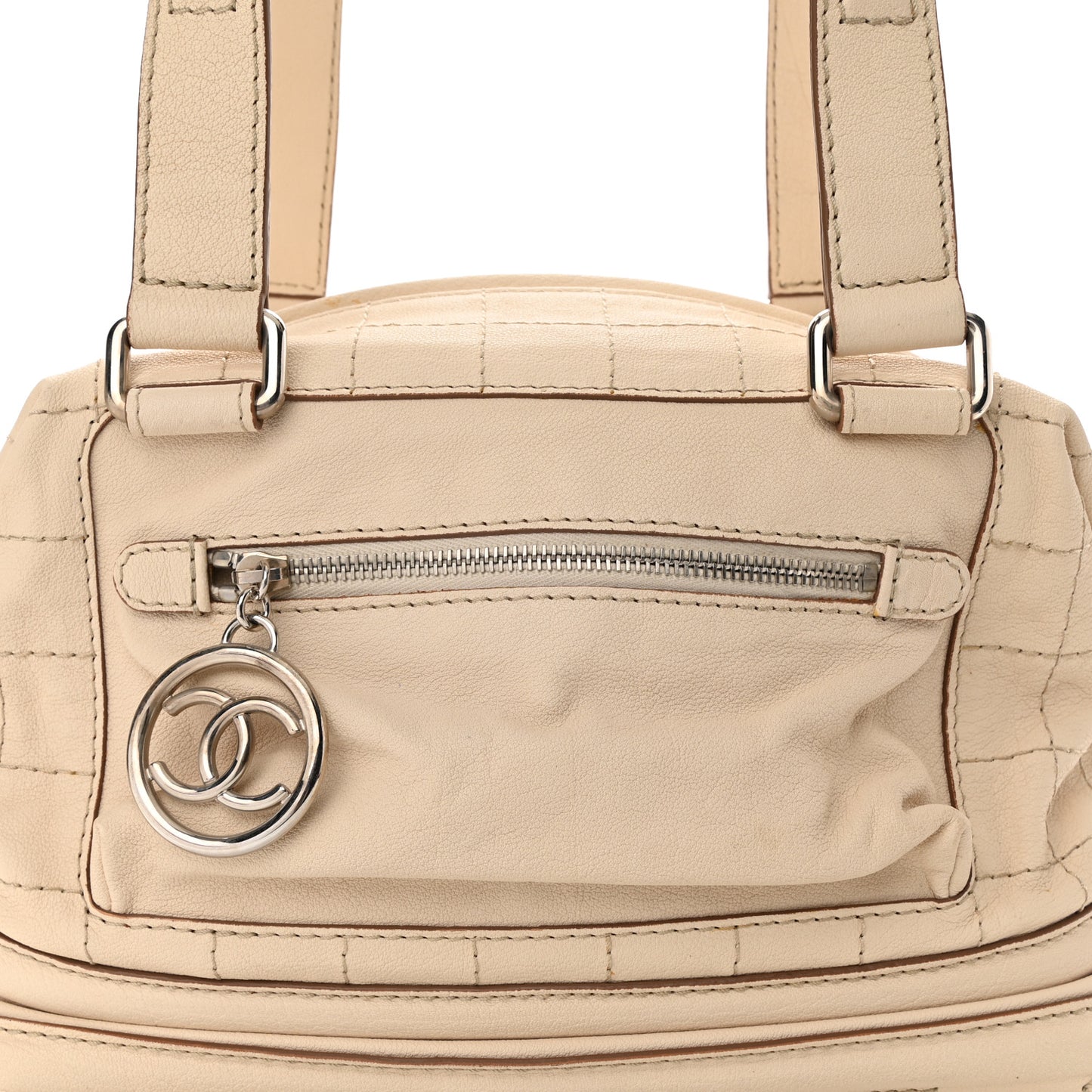 Goatskin Square Stitch Essential Bowler White