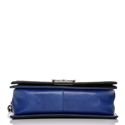 Chanel Lambskin Quilted Medium Boy Flap Black Blue 12 of 12