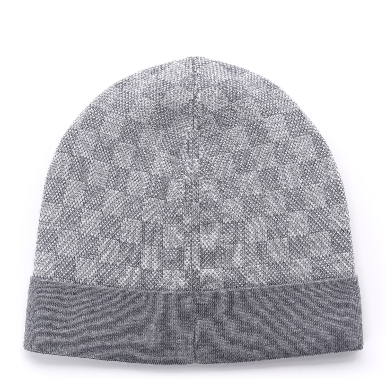 Louis Vuitton Wool Bonnet Petit Damier Beanie Hat Grey 624960