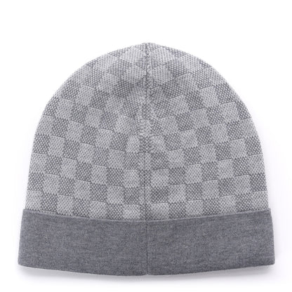 Louis Vuitton Wool Bonnet Petit Damier Beanie Hat Grey 3 of 4