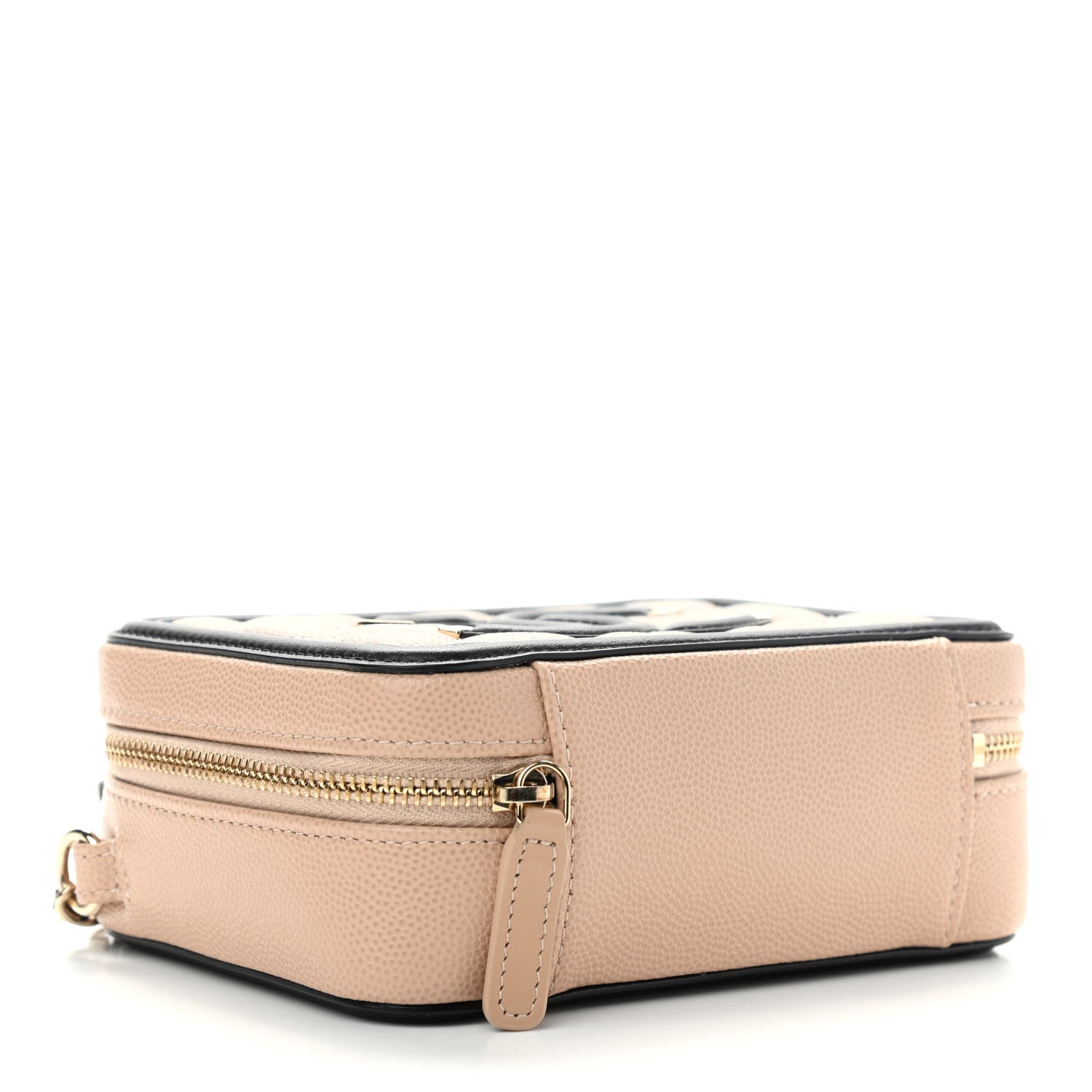 Chanel Caviar Quilted CC Filigree Vanity Clutch With Chain Beige Black 4 of 10