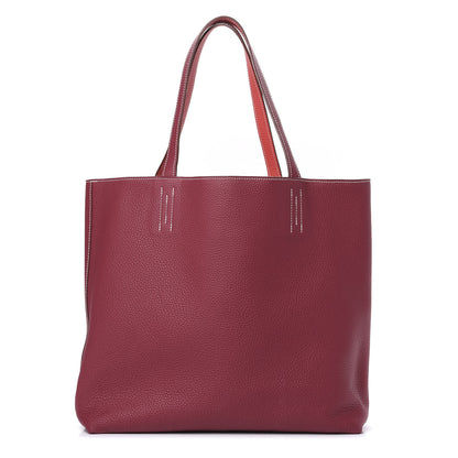 Hermes Taurillon Clemence Double Sens 36 Reversible Tote Rubis Bougainvillea 2 of 15