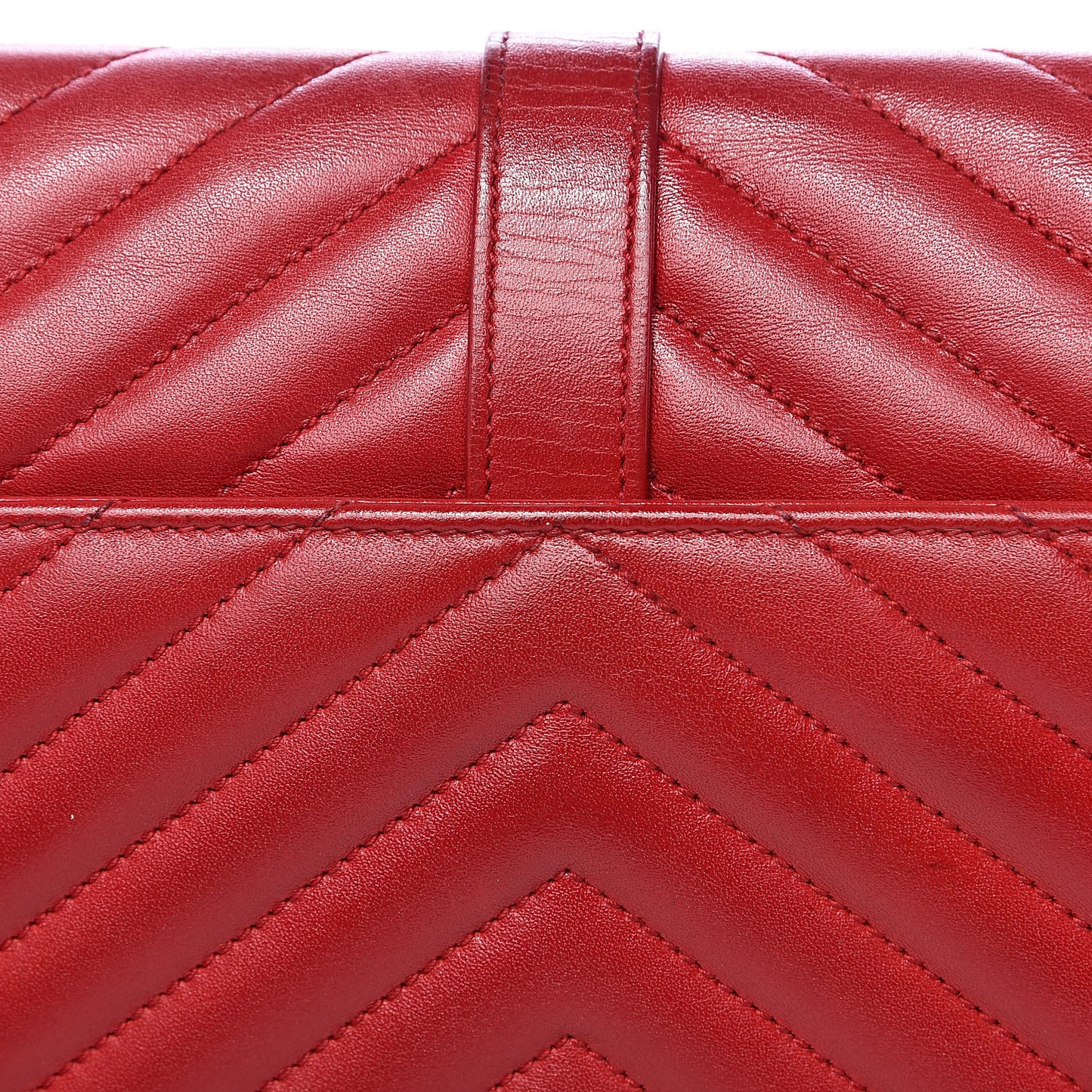 Lambskin Matelasse Chevron Large Monogram Satchel Red