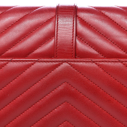 Saint Laurent Lambskin Matelasse Chevron Large Monogram Satchel Red 12 of 20