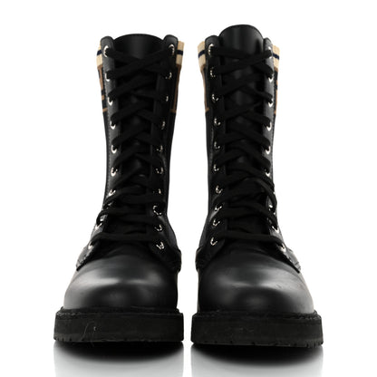 Fendi Calfskin Stretch Fabric Rockoko Biker Boots 36.5 Tobacco Black Marino 2 of 8