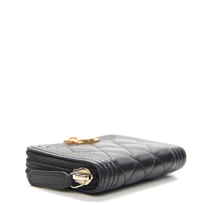 Chanel Lambskin Quilted Zip Around Boy Coin Purse Wallet Black 3 of 7