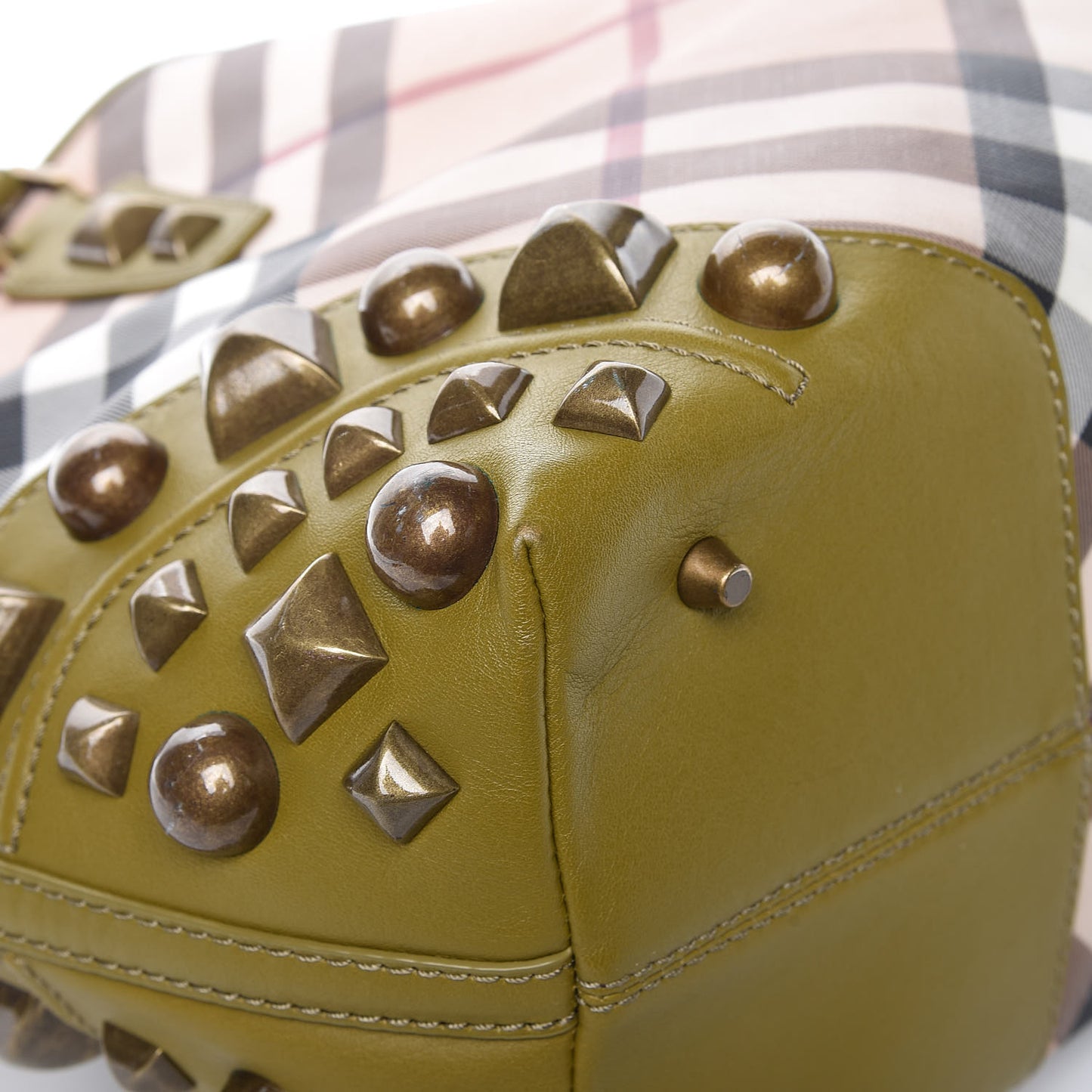 Nova Check Mega Stud Nickie Tote Green
