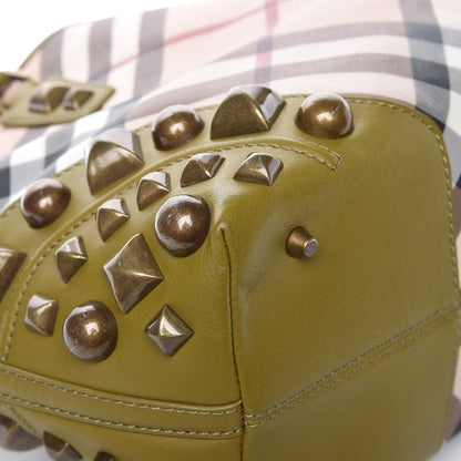 Burberry Nova Check Mega Stud Nickie Tote Green 5 of 17