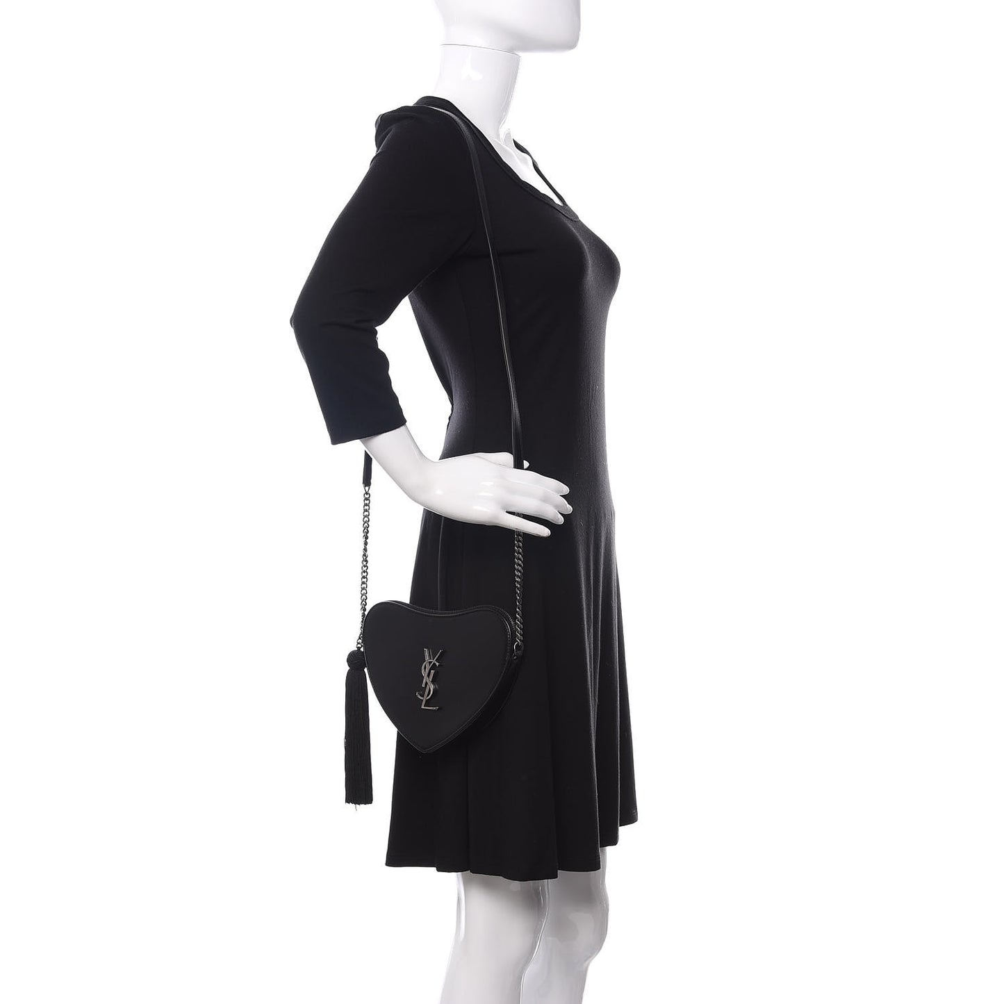 Calfskin Heart Monogram Crossbody Black