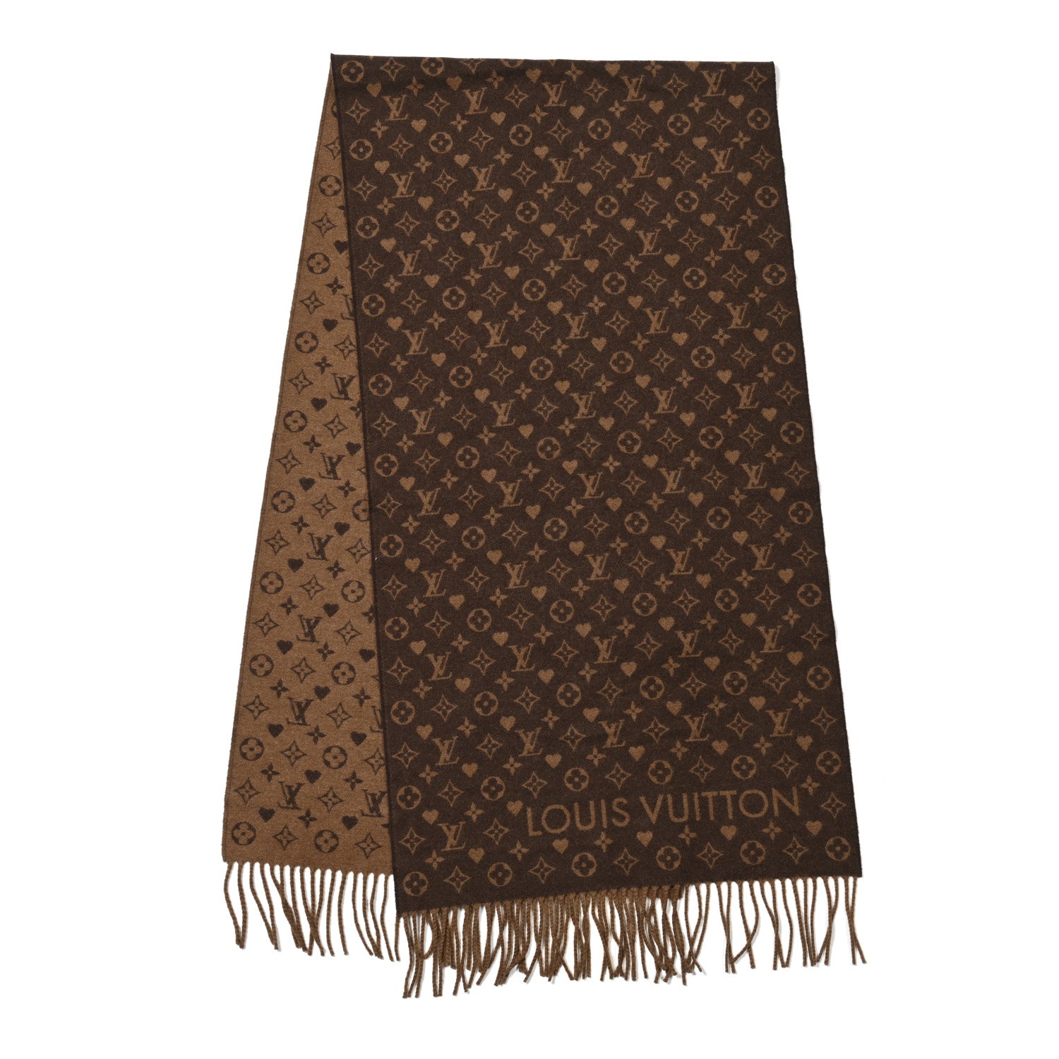 Louis Vuitton Cashmere Monogram Game On Scarf Brown 1753856