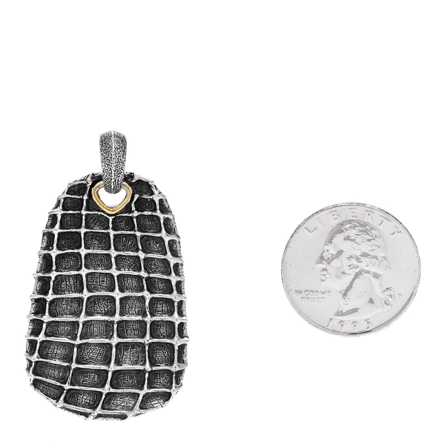 Sterling Silver 18K Yellow Gold Tortoise Dog Tag Pendant