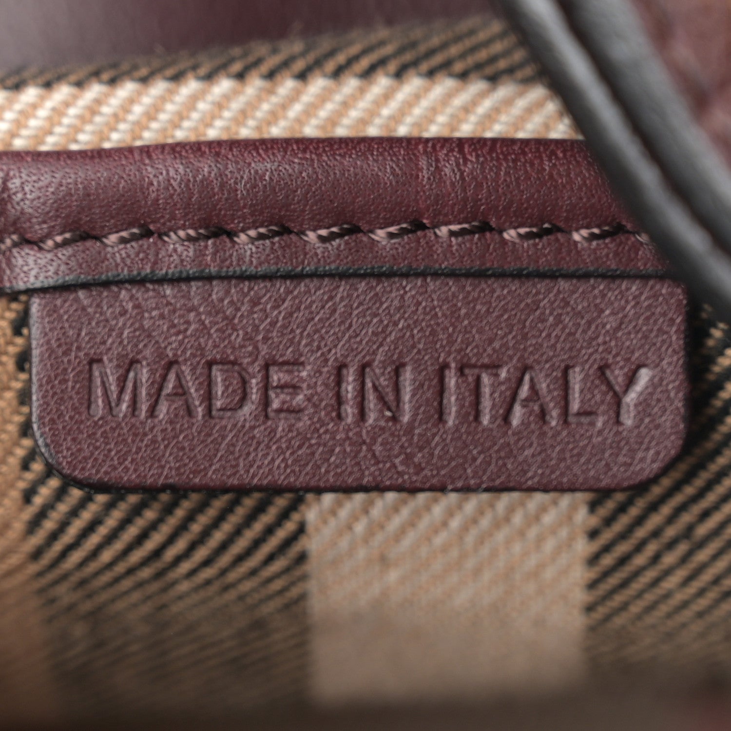 Burberry Nubuck Canvas Check Beckett Bucket Bag Deep Claret 7 of 14