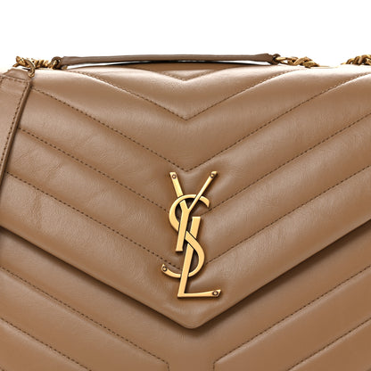 Saint Laurent Calfskin Y Quilted Monogram Medium Loulou Chain Satchel Natural Tan 9 of 11