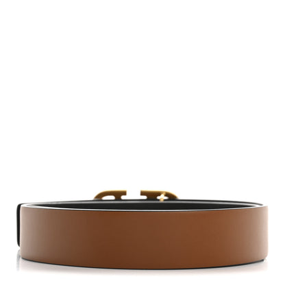Valentino Garavani Glossy Calfskin VLogo Reversible 30mm Belt 70 28 Saddle Brown Black 2 of 5