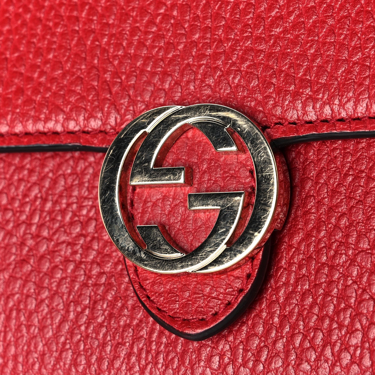 Gucci Dollar Calfskin Interlocking G Chain Wallet Red 10 of 12