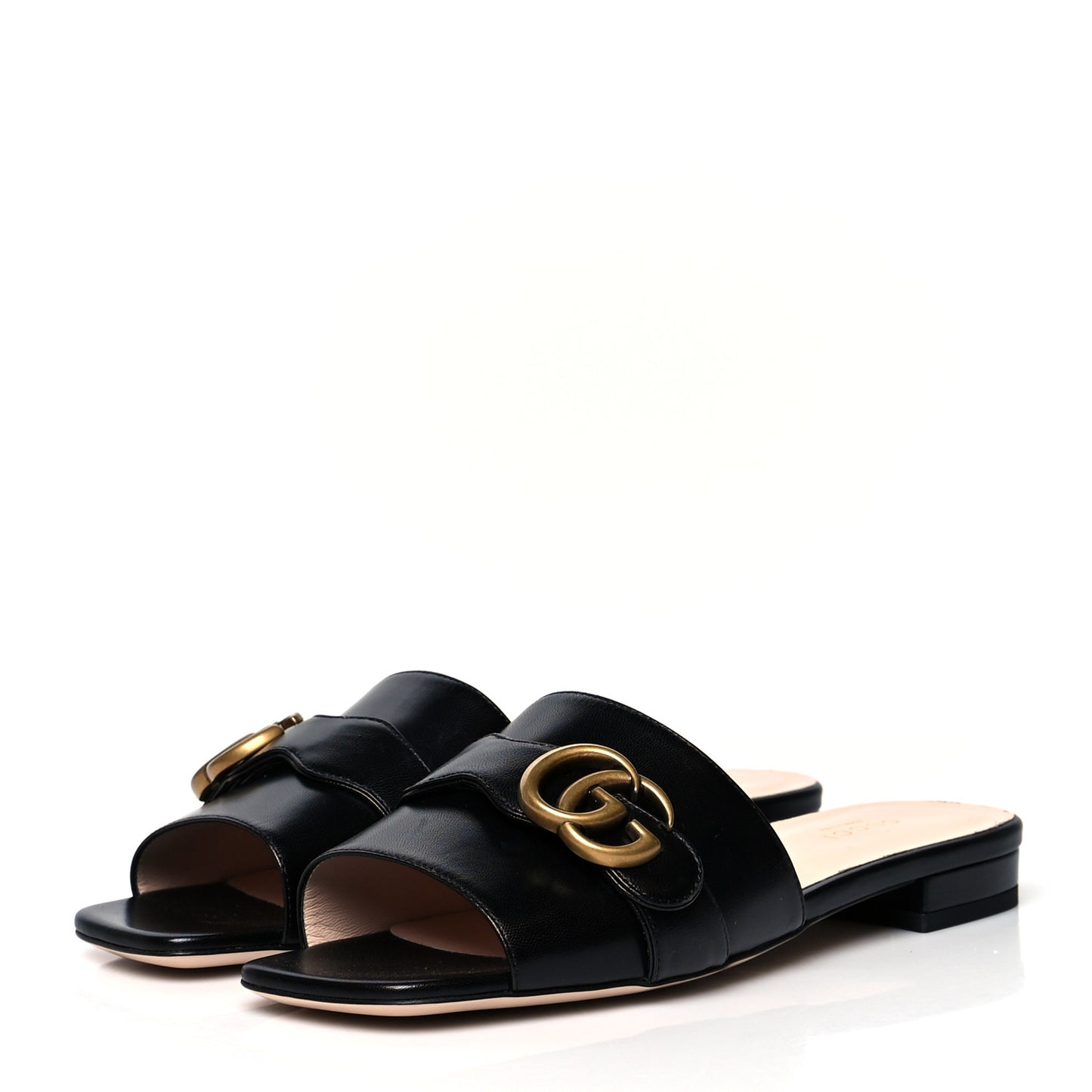 Malaga Kid GG Marmont Flat Slide Sandals 38 Black