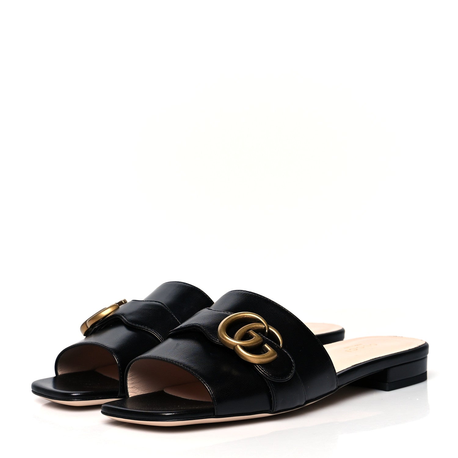 Gucci Malaga Kid GG Marmont Flat Slide Sandals 38 Black 3 of 9