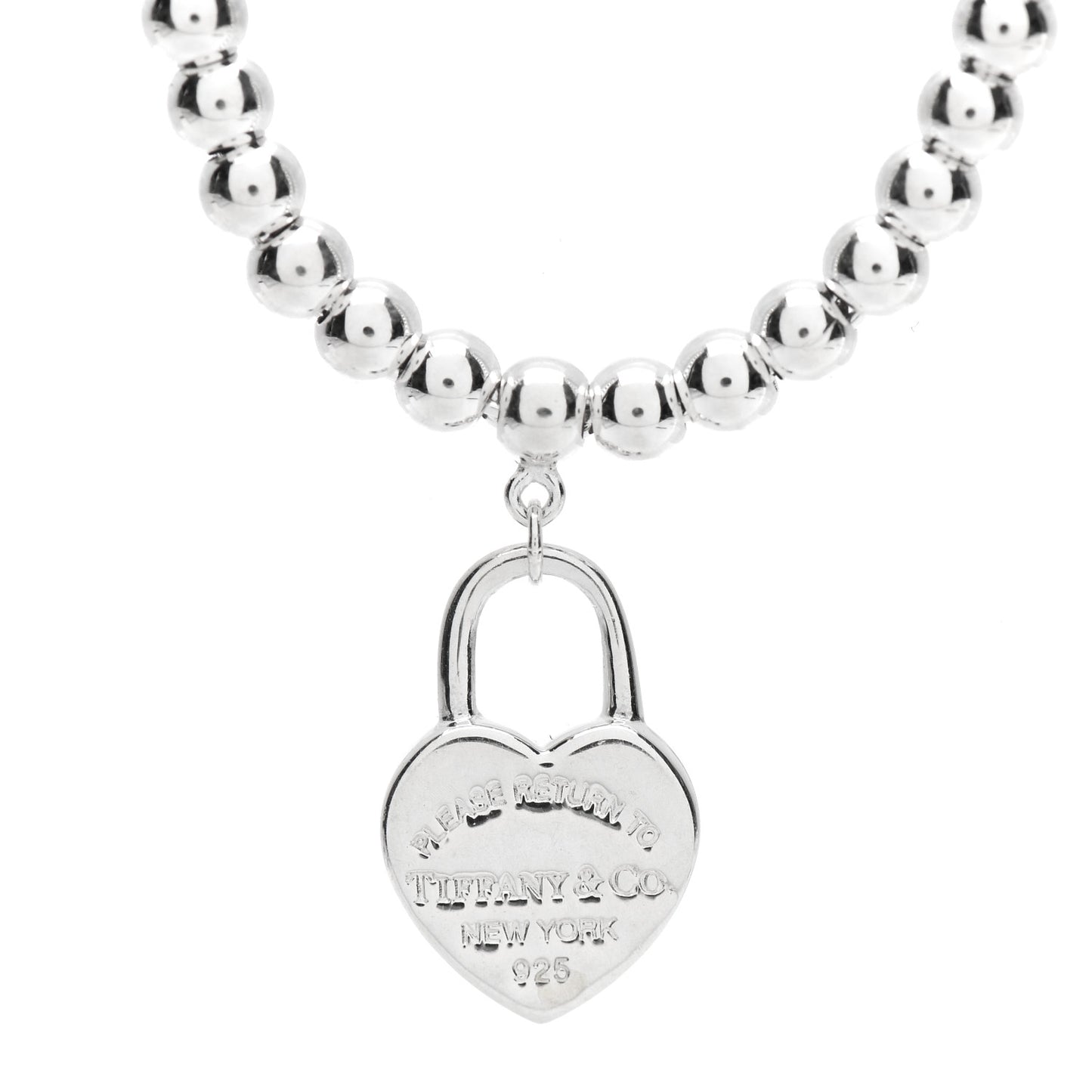 Sterling Silver 3mm Return to Tiffany Heart Lock Bead Bracelet