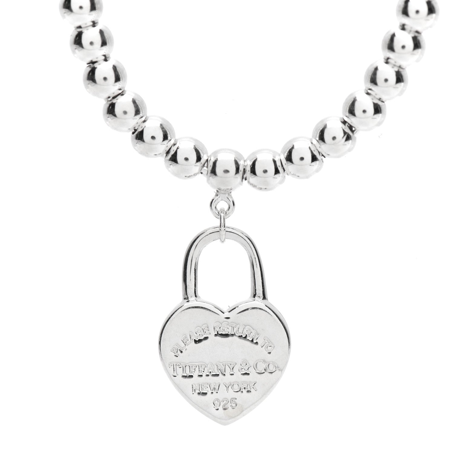 Tiffany Sterling Silver 3mm Return to Tiffany Heart Lock Bead Bracelet 3 of 6
